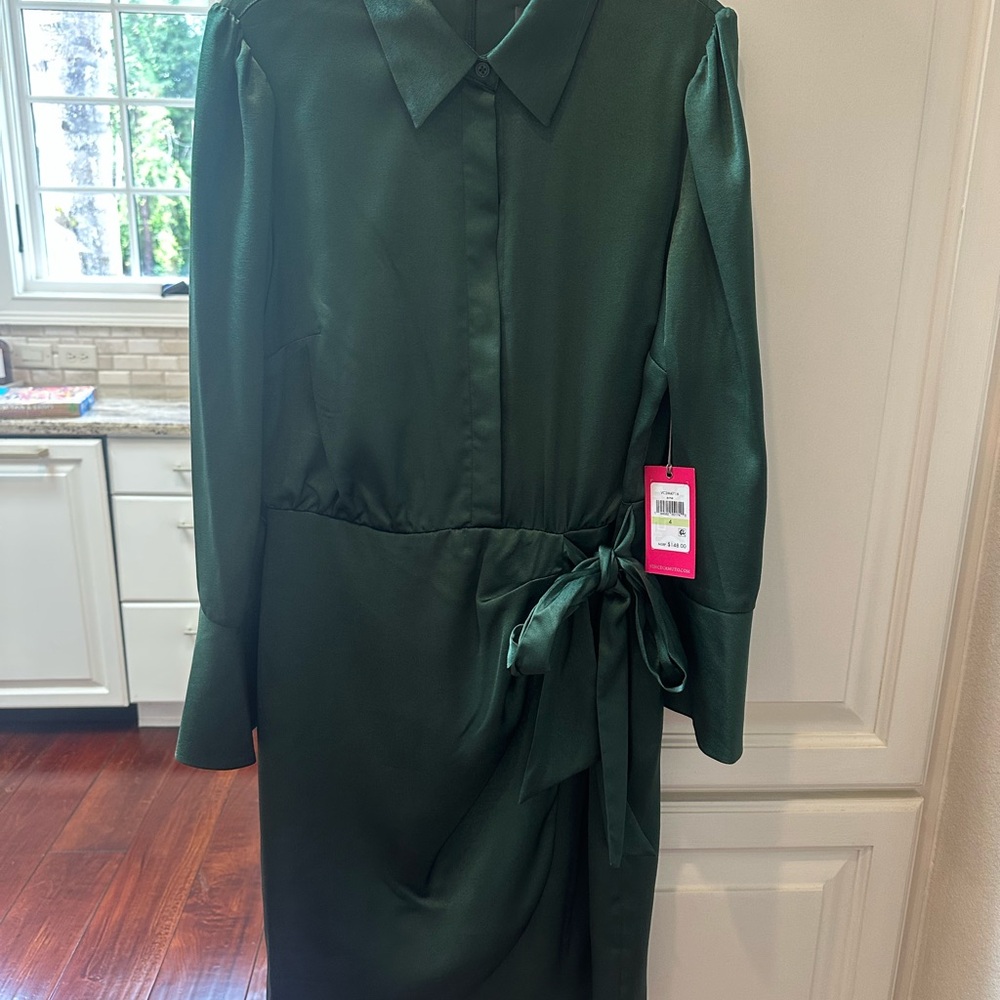 Vince Camuto Dark Green Long Sleeve Dress